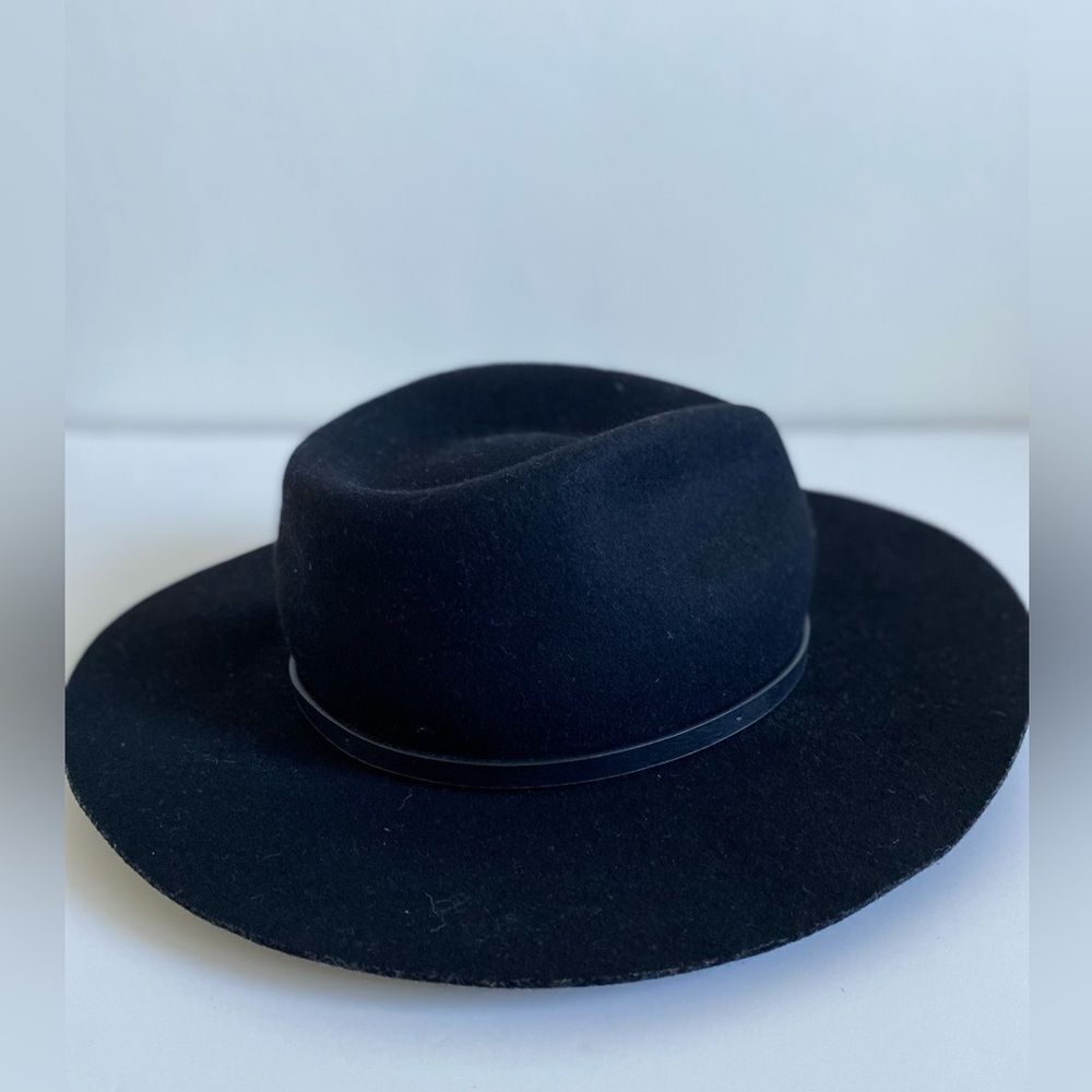 Western Wool Black hat with leather trim Festival Witchy - Picture 3 of 7